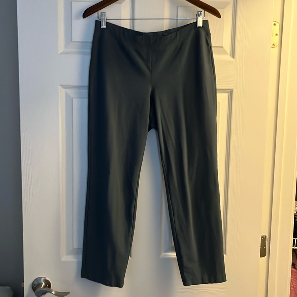 Eileen fisher stretch crepe eucalyptus teal crop pants size small